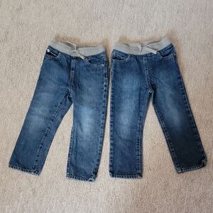 2 Pairs Sz 3T - The Children's Place Blue Jeans with Gray Elastic Waistband